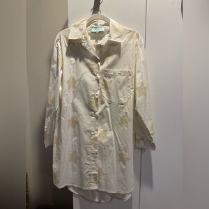 Boutique Cream Shirt dress with Gold Stars